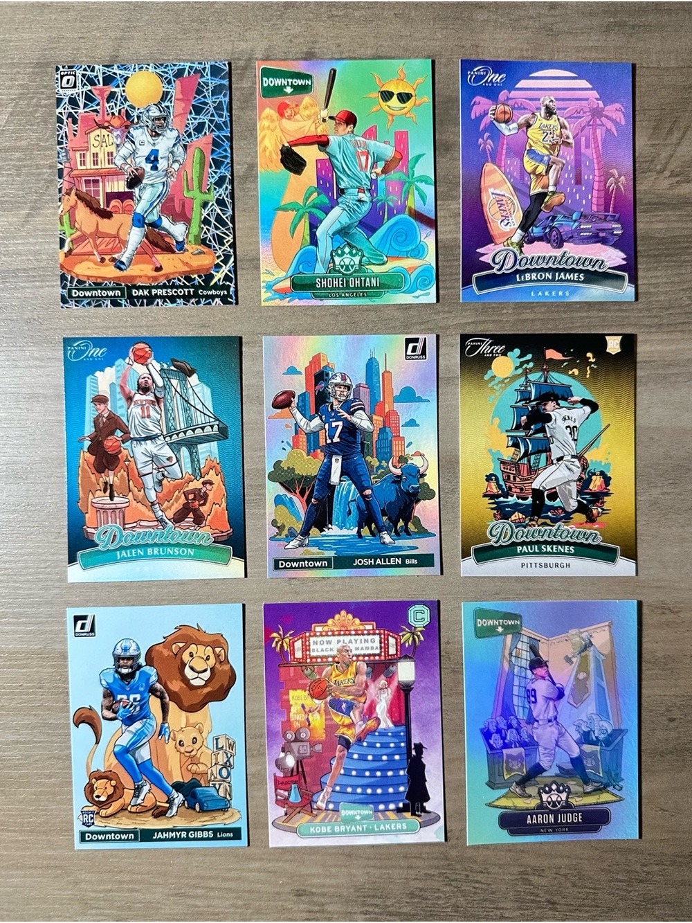 Downtown Lot of (9) Ohtani, Allen, Kobe, Gibbs, LeBron, Etc… Novelty Cards
